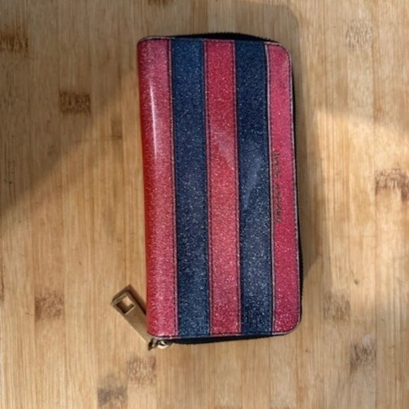 Marc Jacobs – Glitter Striped Zip-Around Wallet / Clutch - Picture 1 of 16